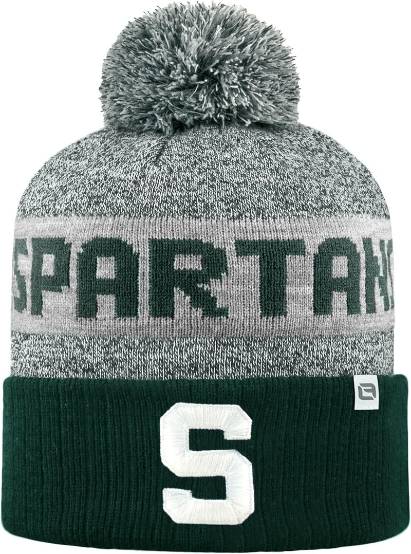 LogoFit NCAA Team Color-Embroidered Logo -Cuffed Knit Skully Beanie Pom Hat-OSFM - Image 2